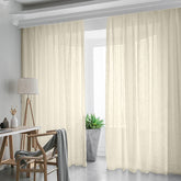 Set perdea tip tesatura in cu rejansa din bumbac tip fagure, Havana, Madison, Crem, 2 buc