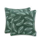 Set 2 huse pernute decorative din catifea cu motiv frunze, Calm, Verde