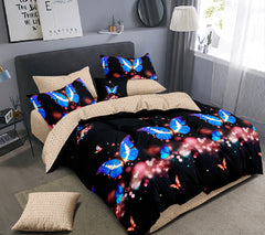 Lenjerie de pat pentru o persoana cu husa de perna patrata, Teos, bumbac mercerizat, multicolor, 3 piese