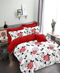 Lenjerie de pat matrimonial cu husa de perna dreptunghiulara, Benen, bumbac mercerizat, multicolor, 4 piese