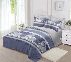 Lenjerie de pat matrimonial cu husa de perna dreptunghiulara, Andros, bumbac mercerizat, multicolor, 4 piese