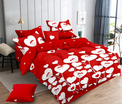 Lenjerie de pat matrimonial cu husa de perna dreptunghiulara, Asthore, bumbac mercerizat, multicolor, 4 piese