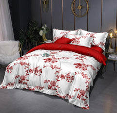 Lenjerie de pat pentru o persoana cu husa de perna patrata, Shani, bumbac mercerizat, multicolor, 3 piese