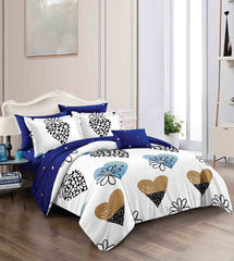 Lenjerie de pat pentru o persoana cu husa de perna patrata, Kornat, bumbac mercerizat, multicolor, 3 piese