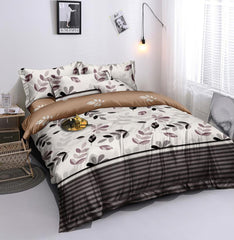 Lenjerie de pat pentru o persoana cu husa de perna patrata, Oreus, bumbac mercerizat, multicolor, 3 piese