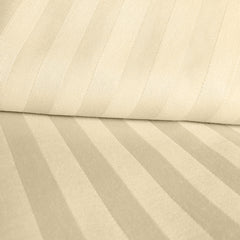 Lenjerie de pat pentru o persoana cu husa de perna dreptunghiulara, Elegance, damasc, dunga 1 cm, 130 g/mp, Ivoire, bumbac 100%, 3 piese