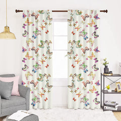 Set draperii dim-out model floral cu rejansa transparenta cu ate pentru galerie, Madison, densitate 700 g/ml, Nimfalide, 2 buc