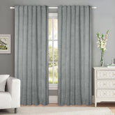Set draperii tip tesatura in cu rejansa transparenta cu ate pentru galerie, Madison, densitate 700 g/ml, Loni, 2 buc