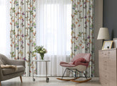 Set draperii dim-out model floral cu inele gri, Madison, densitate 700 g/ml, Nimfalide, 2 buc