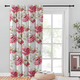 Set draperii blackout model floral cu rejansa transparenta cu ate pentru galerie, Madison, densitate 700 g/ml, Rosa Damascena, 2 buc