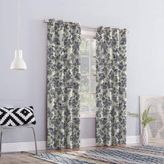 Set draperii blackout model floral cu inele auriu antic, Madison, densitate 700 g/ml, Belarina Amethyst, 2 buc