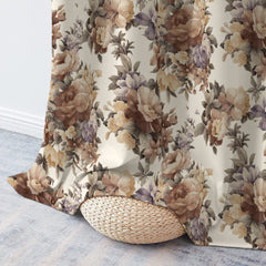 Draperie blackout model floral cu rejansa transparenta cu ate pentru galerie, Madison, densitate 700 g/ml, Rosa Arvensis, 1 buc
