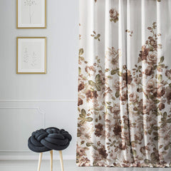 Draperie dim-out model floral cu inele gri, Madison, densitate 700 g/ml, Lilium et Rosa, 1 buc