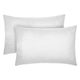 Set 2 huse perna din damasc, dunga 1 cm, densitate 130 g/mp, Alb