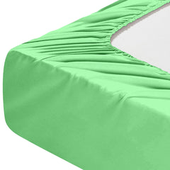 Lenjerie de pat pentru o persoana cu husa elastic pat si fata perna patrata, Velebit, bumbac ranforce, gramaj tesatura 120 g/mp, Verde deschis, 3 piese