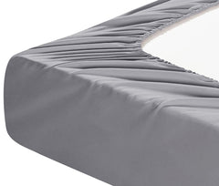 Lenjerie de pat pentru o persoana cu husa elastic pat si fata perna patrata, Pittsburgh, bumbac ranforce, gramaj tesatura 120 g/mp, Gri, 3 piese