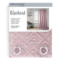 Draperie blackout cu inele stil glamour, Caspe, densitate 230 g/mp, roz, 1 buc