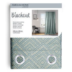 Draperie blackout cu inele stil glamour, Caspe, densitate 230 g/mp, vernil, 1 buc