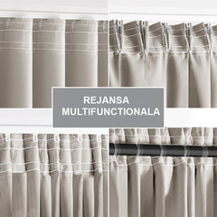 Draperie blackout cu rejansa multifunctionala, fagure si ate, Juliette, densitate 230 g/mp, bej deschis, 1 buc