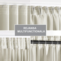 Draperie blackout cu rejansa multifunctionala, fagure si ate, Juliette, densitate 230 g/mp, crem, 1 buc