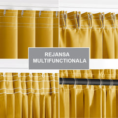Draperie blackout cu rejansa multifunctionala, fagure si ate, Juliette, densitate 230 g/mp, galben, 1 buc