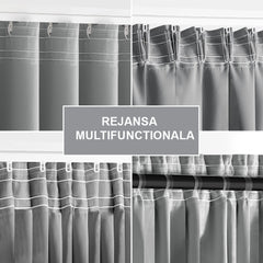 Draperie blackout cu rejansa multifunctionala, fagure si ate, Juliette, densitate 230 g/mp, gri deschis, 1 buc