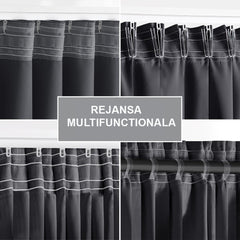 Draperie blackout cu rejansa multifunctionala, fagure si ate, Juliette, densitate 230 g/mp, gri inchis, 1 buc