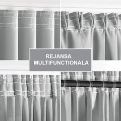Draperie blackout cu rejansa multifunctionala, fagure si ate, Juliette, densitate 230 g/mp, gri pastel, 1 buc