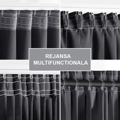 Draperie blackout cu rejansa multifunctionala, fagure si ate, Juliette, densitate 230 g/mp, gri, 1 buc