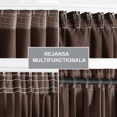 Draperie blackout cu rejansa multifunctionala, fagure si ate, Juliette, densitate 230 g/mp, maro, 1 buc