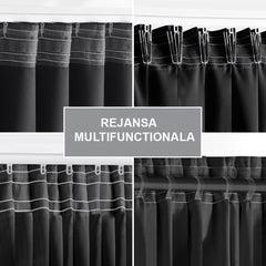 Draperie blackout cu rejansa multifunctionala, fagure si ate, Juliette, densitate 230 g/mp, negru, 1 buc