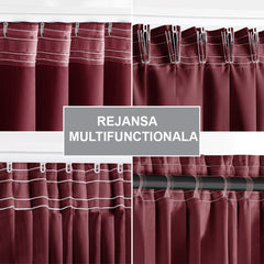 Draperie blackout cu rejansa multifunctionala, fagure si ate, Juliette, densitate 230 g/mp, rosu carmin, 1 buc