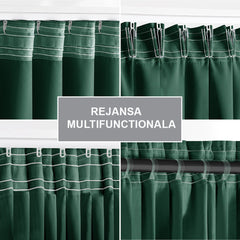 Draperie blackout cu rejansa multifunctionala, fagure si ate, Juliette, densitate 230 g/mp, verde, 1 buc