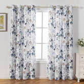 Draperie blackout cu inele, model floral, Premuda, densitate 200 g/m2, maro