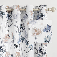 Draperie blackout cu inele, model floral, Premuda, densitate 200 g/m2, maro