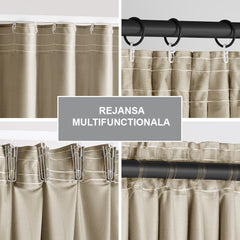Draperie din catifea cu rejansa multifunctionala, fagure si ate, Velvet, opacitate 77%, densitate 210 g/mp, Bej clasic, 1 buc