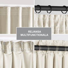 Draperie din catifea cu rejansa multifunctionala, Velvet, opacitate 77%, densitate 210 g/mp, Bej deschis, 1 buc
