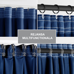 Draperie din catifea cu rejansa multifunctionala, Velvet, opacitate 77%, densitate 210 g/mp, Bleumarin, 1 buc