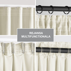 Draperie din catifea cu rejansa multifunctionala, Velvet, opacitate 77%, densitate 210 g/mp, Crem, 1 buc
