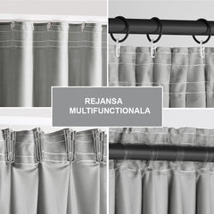 Draperie din catifea cu rejansa multifunctionala, Velvet, opacitate 77%, densitate 210 g/mp, Gri clasic, 1 buc