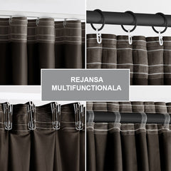 Draperie din catifea cu rejansa multifunctionala, Velvet, opacitate 77%, densitate 210 g/mp, Maro, 1 buc