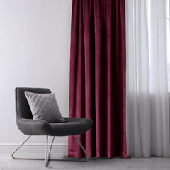 Draperie din catifea cu rejansa multifunctionala, Velvet, opacitate 77%, densitate 210 g/mp, Rosu, 1 buc