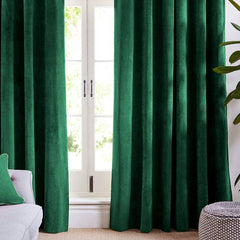 Set draperii din catifea cu inele crom, Premium, densitate 700 g/mp, Verde Smarald, 2 buc