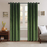 Set draperii din catifea cu inele maro, Premium, densitate 700 g/mp, Verde, 2 buc