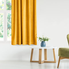 Draperie din catifea cu rejansa multifunctionala, fagure si ate, Velvet, opacitate 77%, densitate 210 g/mp, Mustar, 1 buc