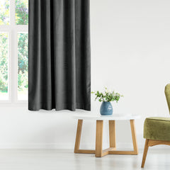 Draperie din catifea cu inele, Velvet, densitate 210 g/mp, opacitate 77%, Grafit, 1 buc