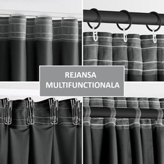 Draperie din catifea cu rejansa multifunctionala, fagure si ate, Velvet, opacitate 77%, densitate 210 g/mp, Grafit, 1 buc