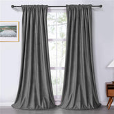 Set draperii soft cu rejansa din bumbac cu 4 ate tip fagure, Super, densitate 200 g/mp, Gri, 2 buc