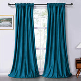 Draperie soft cu rejansa din bumbac cu 4 ate tip fagure, Super, densitate 200 g/mp, Turcoaz