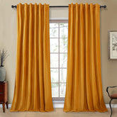 Set draperii soft cu rejansa transparenta cu ate pentru galerie, Super, densitate 200 g/mp, Galben, 2 buc